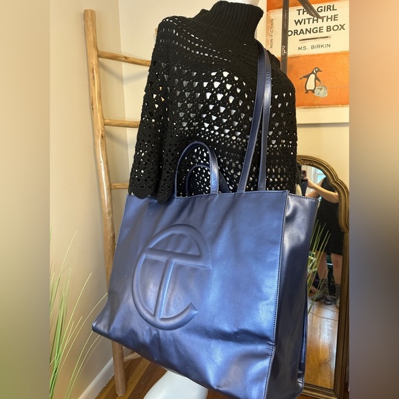 Telfar Handbags - Telfar Large Cobalt Blue Shopping Bag with the duster